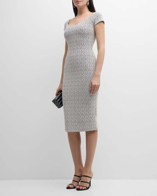 Vivietta Scoop-Neck Bodycon Jacquard Midi Dress